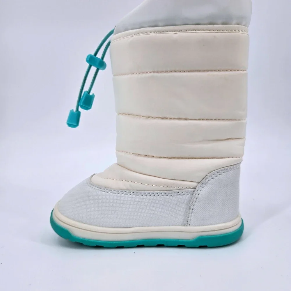 Ten Little Kids Puffer Winter Snow Boots White Teal 3M Thinsulate US 7‎ Unisex